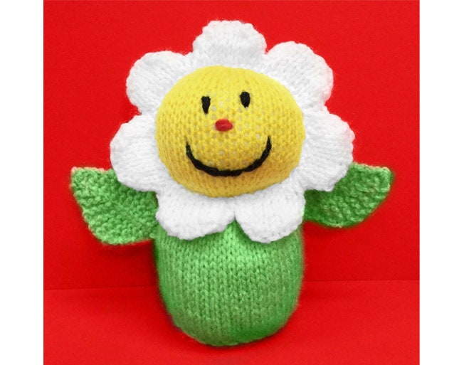 KNITTING PATTERN - Daisy chocolate orange cover / 15 cms Flower Plant toy