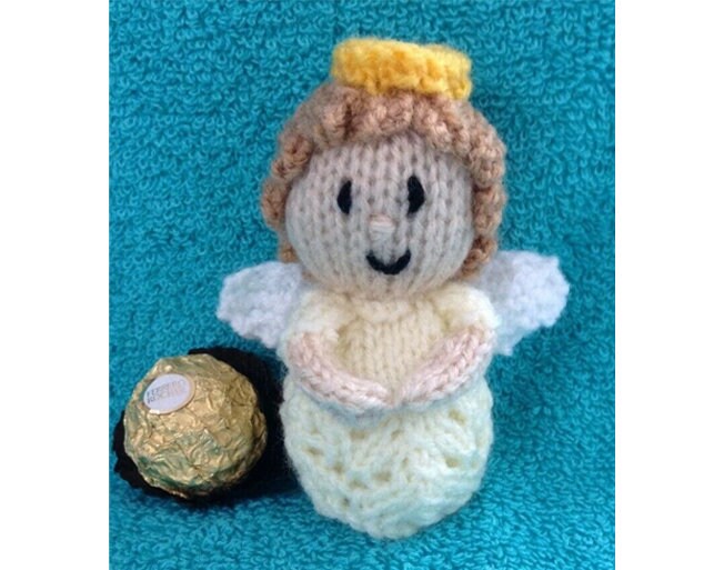 KNITTING PATTERN - Christmas Guardian Angel choc cover fits Ferrero Rocher