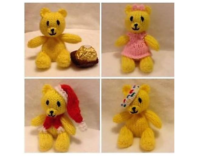 KNITTING PATTERN - 4-in-1 Teddy Bear chocolate cover fits Ferrero Rocher choc