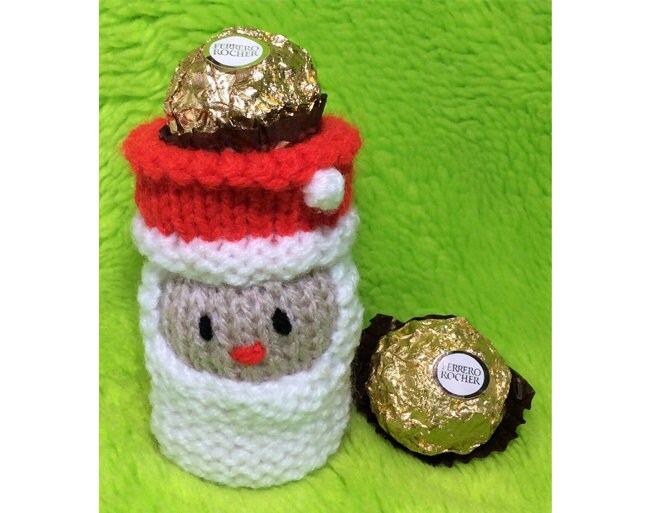 KNITTING PATTERN - Father Christmas Santa Head choc cover fits Ferrero Rocher