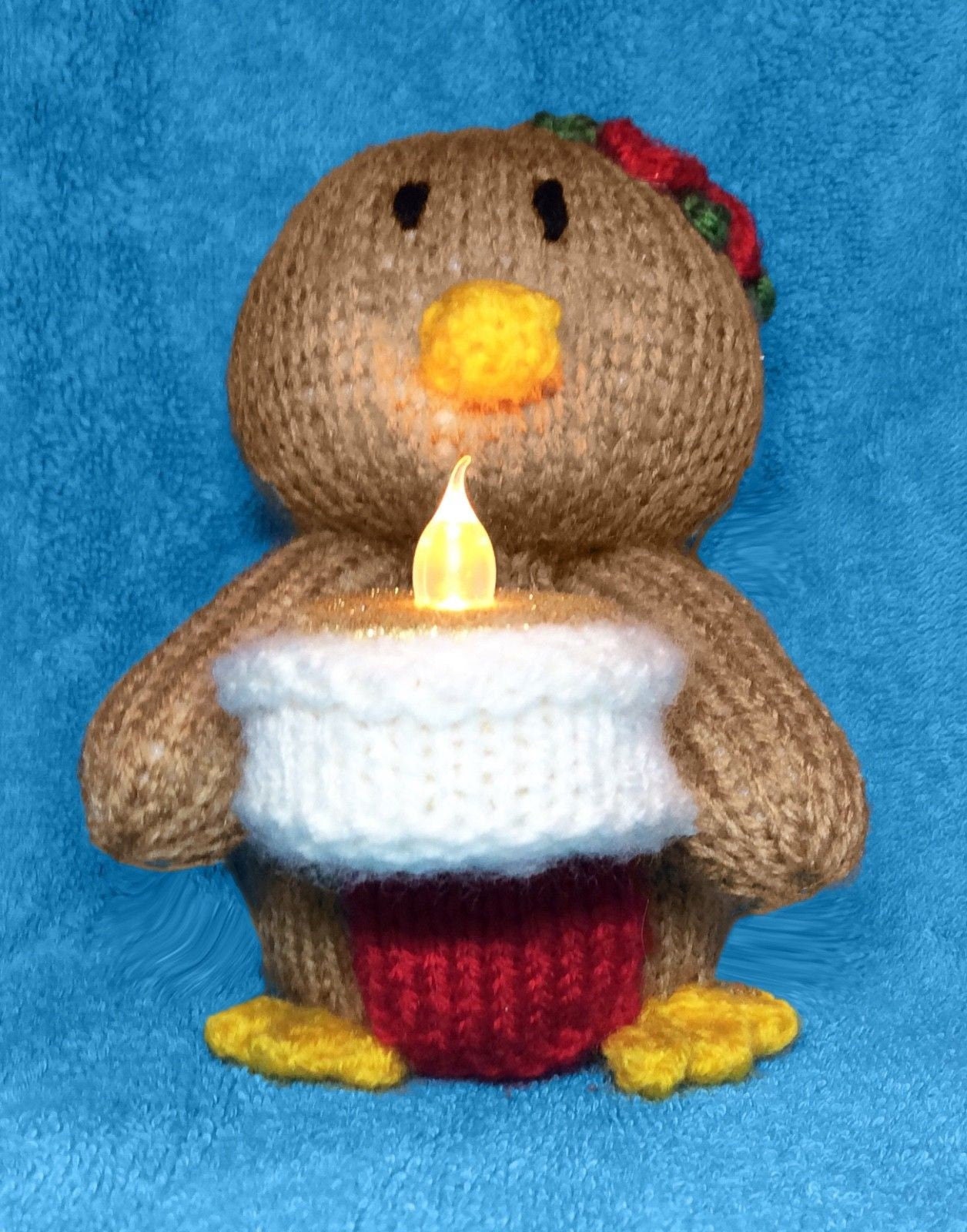 KNITTING PATTERN - Christmas JJ the Robin chocolate orange Cover / 15cms toy
