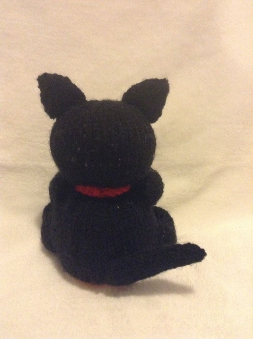 KNITTING PATTERN - Halloween Lucky Black Cat orange cover / 15 cms toy