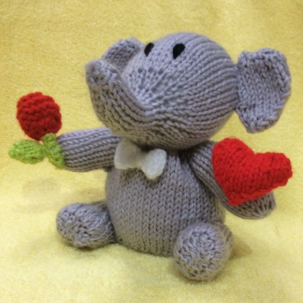 KNITTING PATTERN - Never Forget I love you Elephant choc orange cover /15cms toy