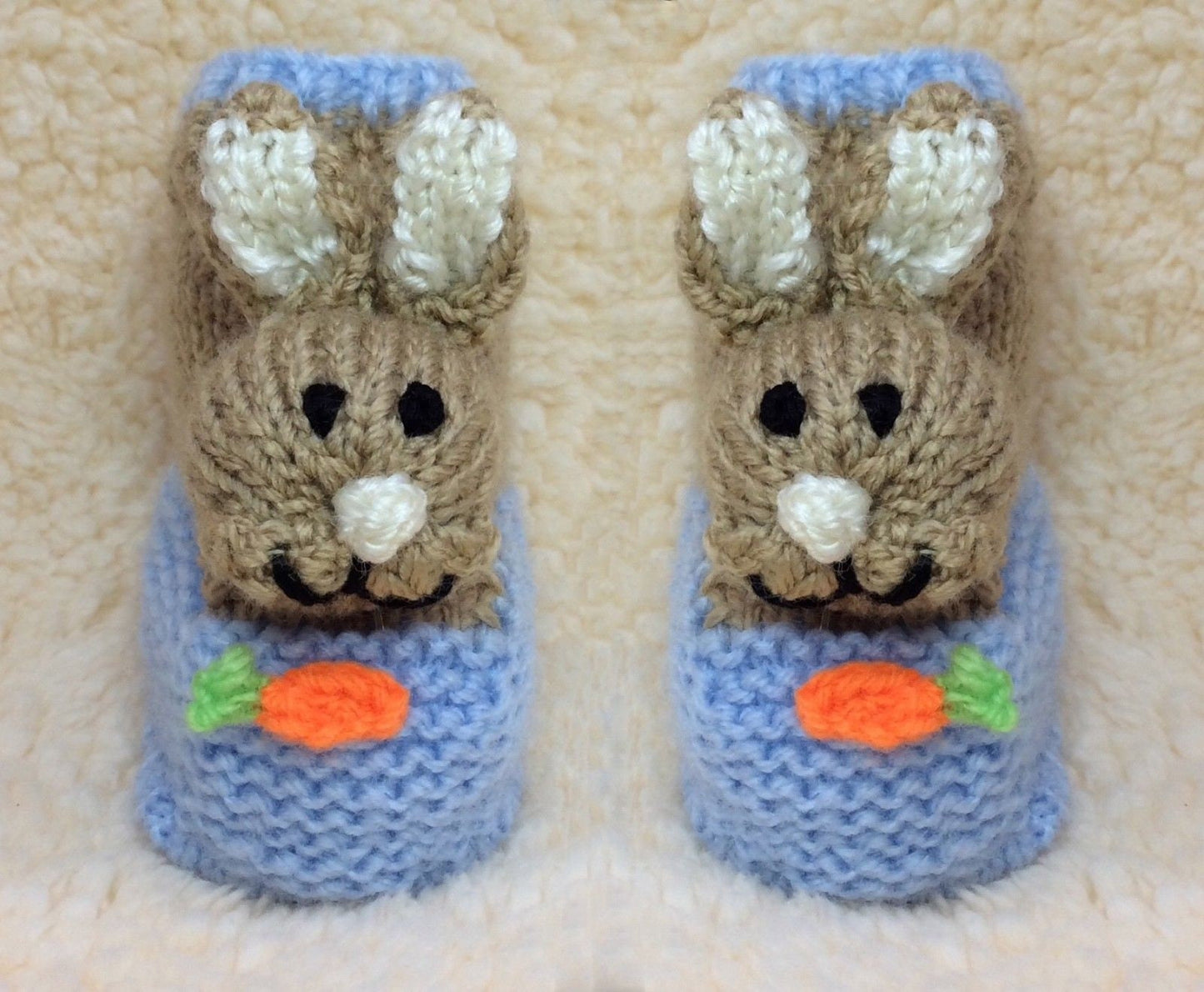 KNITTING PATTERN - Peter Rabbit Baby Easter booties fit 0 - 3month old