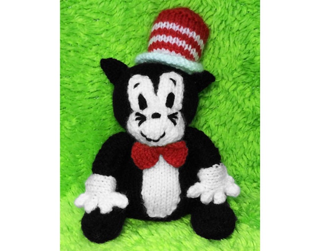 KNITTING PATTERN - Cat in the Hat inspired choc orange cover / 17 cms toy