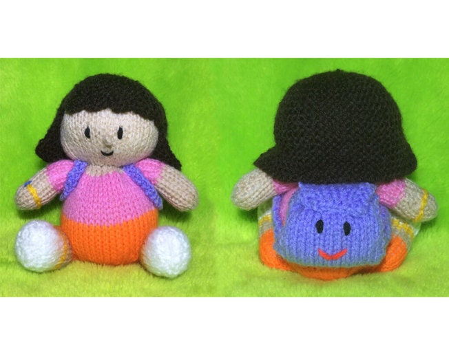 KNITTING PATTERN - Dora the Explorer orange cover or 14 cms toy