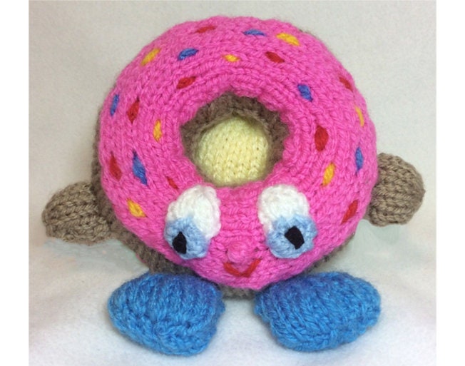 KNITTING PATTERN - Doughnut choc orange cover / 9 cms toy