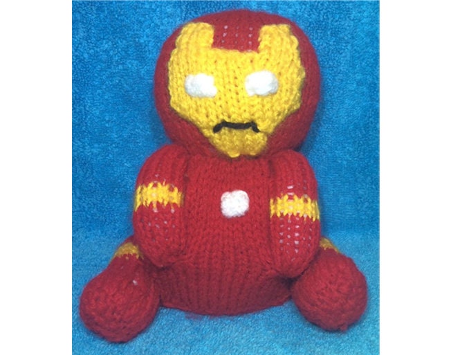 KNITTING PATTERN - Iron Man choc orange cover / 14 cms toy