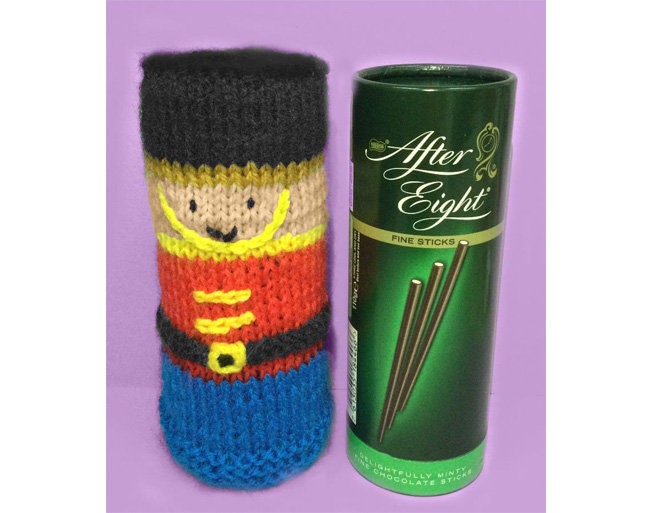 KNITTING PATTERN - Christmas Soldier Santa After Eight Sticks Sweet Holder 15cms
