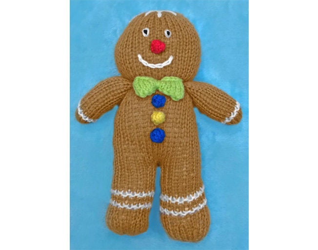 KNITTING PATTERN - Christmas Gingerbread Man 23 cms Soft Plush Toy