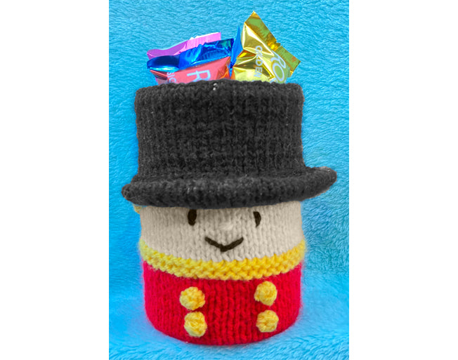 KNITTING PATTERN - Christmas Soldier inspired Holder 15cm tall -fit tin can