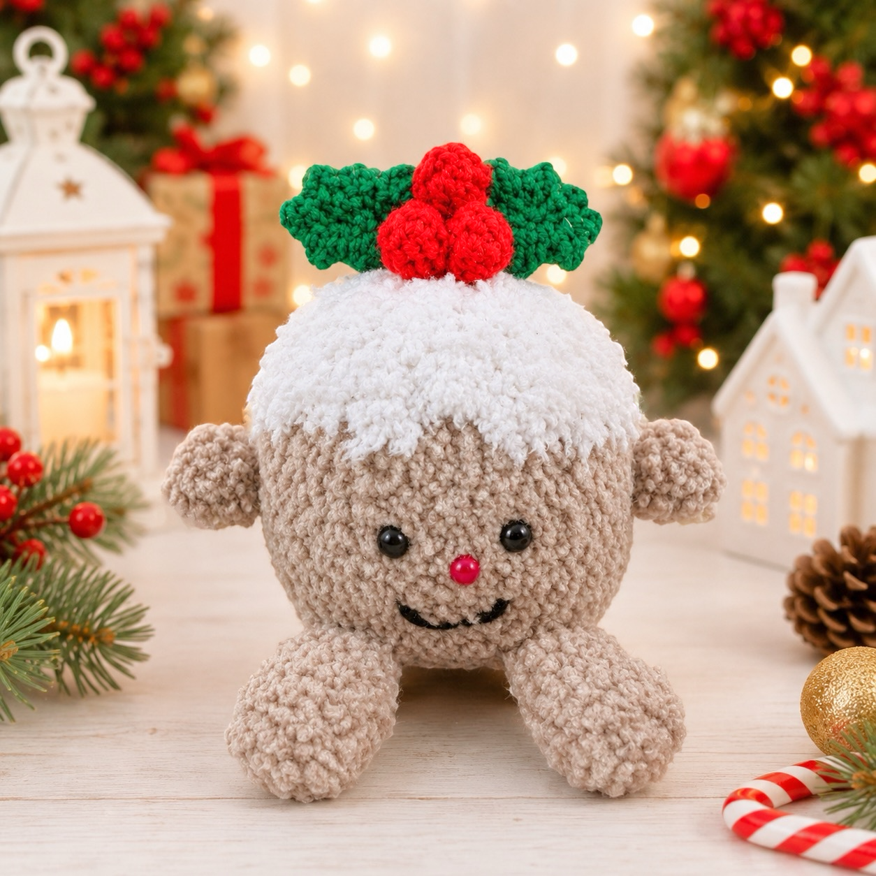 KNITTING PATTERN - Christmas Cuties Pudding Choc Orange Cover / 15 cms toy