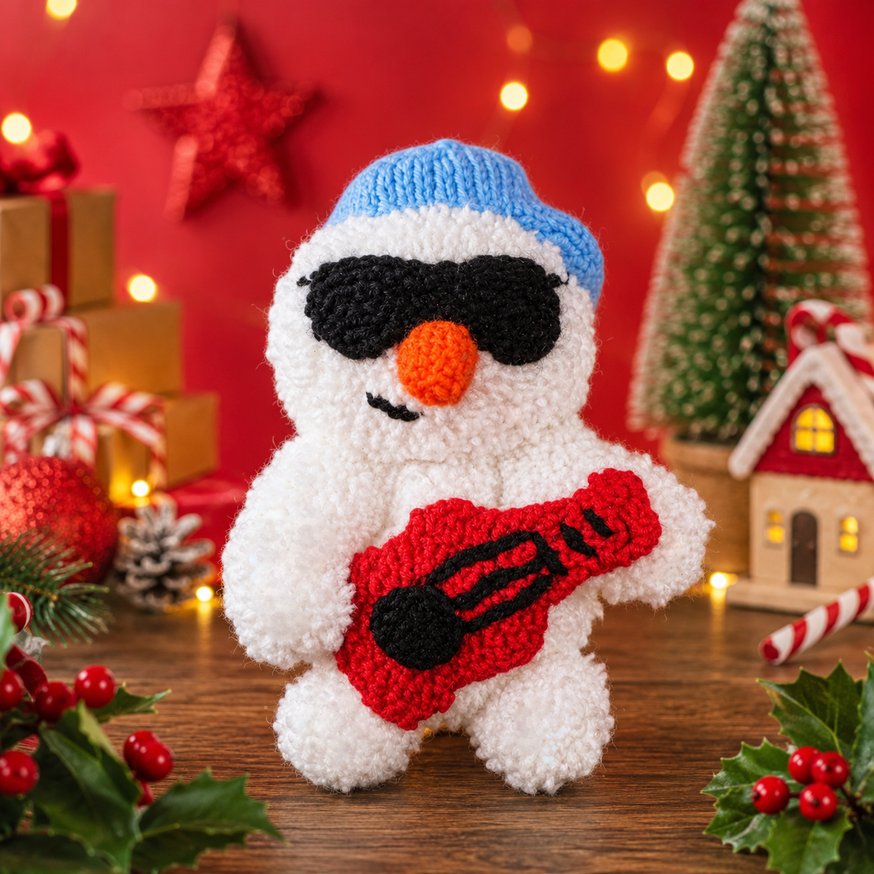 KNITTING PATTERN - Christmas Rapper Snowman Chocolate orange cover / 15cms toy