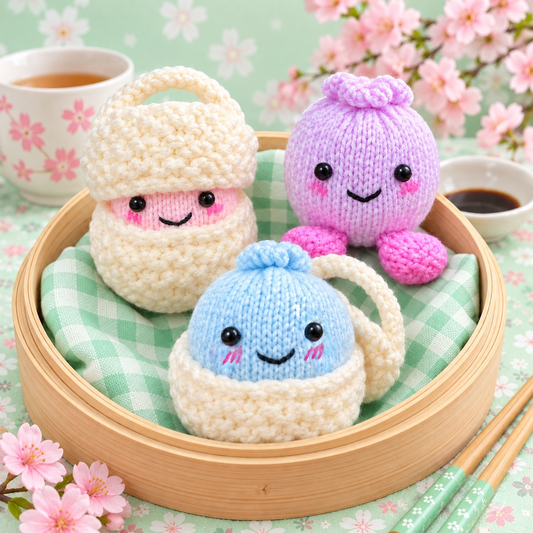 KNITTING PATTERN - Dumpling and Pot Chocolate orange cover / 9 cms Kitchen Cooking toy