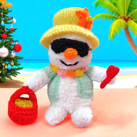 KNITTING PATTERN - Christmas in July Summer Snowman Chocolate orange cover / 15cms toy