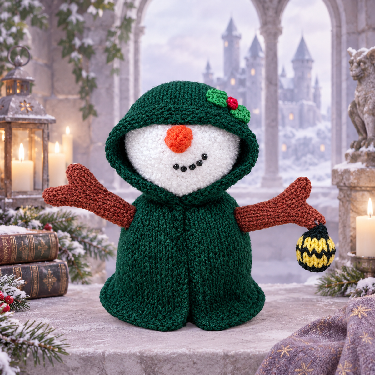 KNITTING PATTERN - Traitors Christmas Snowman chocolate orange cover / 15 cms toy