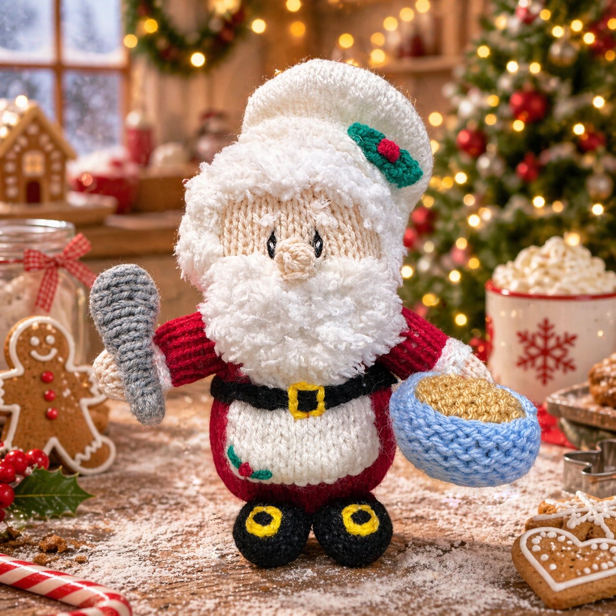 KNITTING PATTERN - Christmas Chef Santa Chocolate orange cover / 15cms Kitchen Baking toy