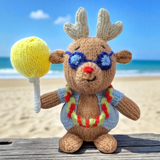 KNITTING PATTERN - Christmas in July Summer Reindeer Chocolate orange cover / 15cms toy