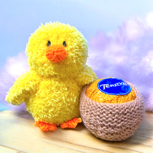 KNITTING PATTERN - Easter Chick with Nest Sweet Pot - holds choc orange
