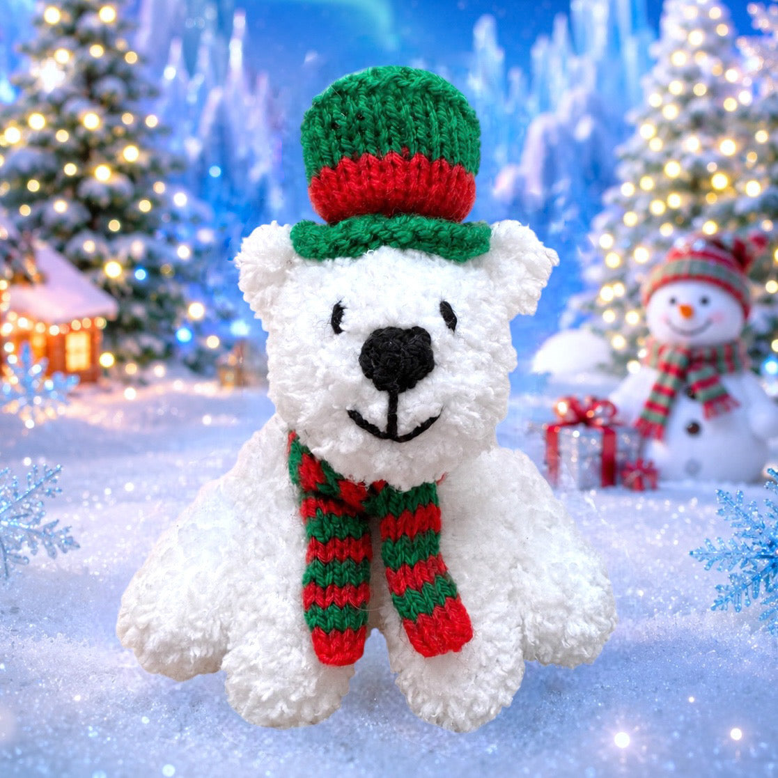KNITTING PATTERN - Christmas Bernard the Polar Bear Choc Orange cover / 15 cms Animal toy