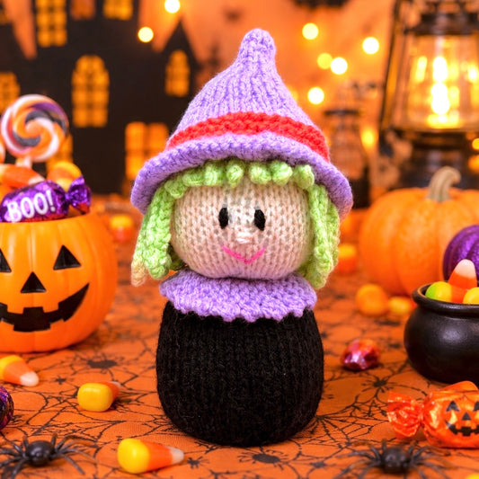 KNITTING PATTERN - Halloween Wendy the Witch chocolate orange cover / 15 cms toy
