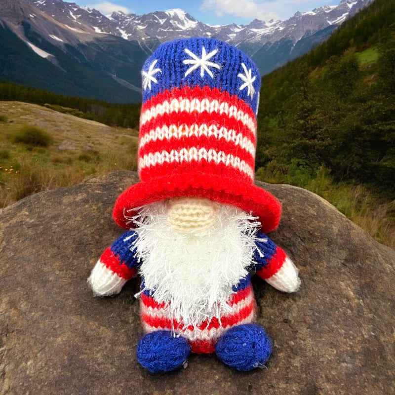 KNITTING PATTERN - USA America Gonk Gnome Boy Choc orange cover / 15 cms 4th July toy