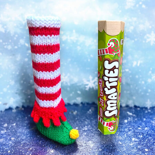 KNITTING PATTERN - Christmas Elf Boot Smarties Sweet Holder 22 cms