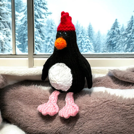 KNITTING PATTERN - Feathers the Penguin Chicken Chocolate orange cover / 15 cms McGraw toy