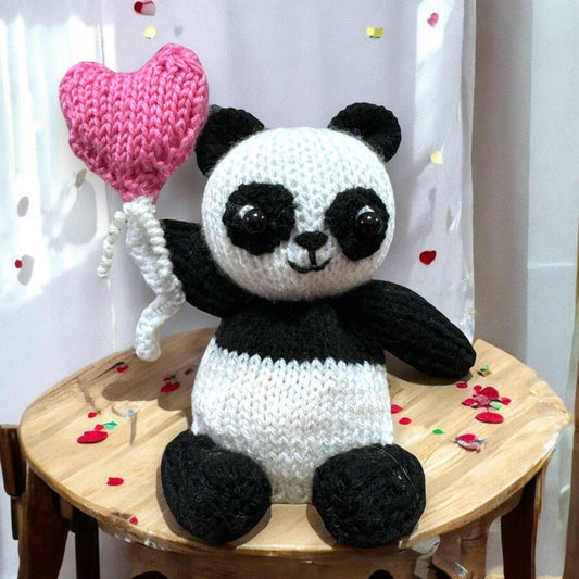 KNITTING PATTERN - Mochi the Party Panda Choc Orange cover / 15 cms Animal toy