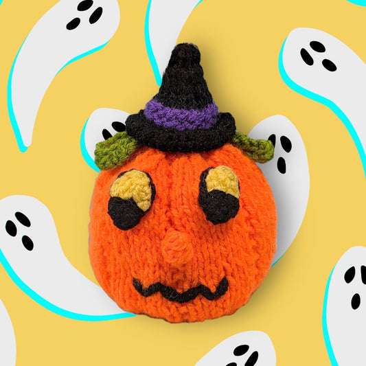 KNITTING PATTERN - Spooky Halloween pumpkin orange cover or 10 cms toy