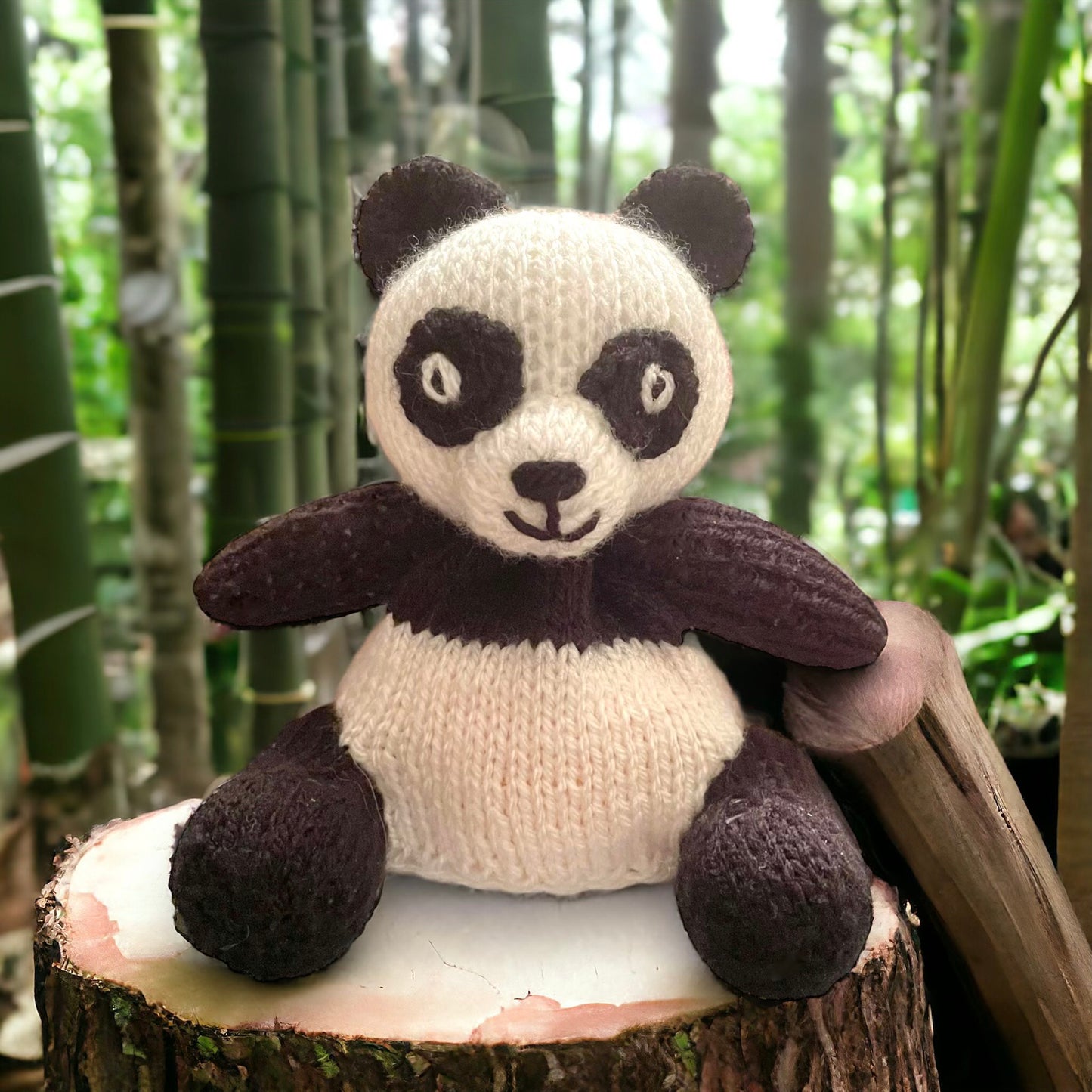 KNITTING PATTERN - Shuzhi the Panda Choc Orange cover / 15 cms Zoo Animal toy