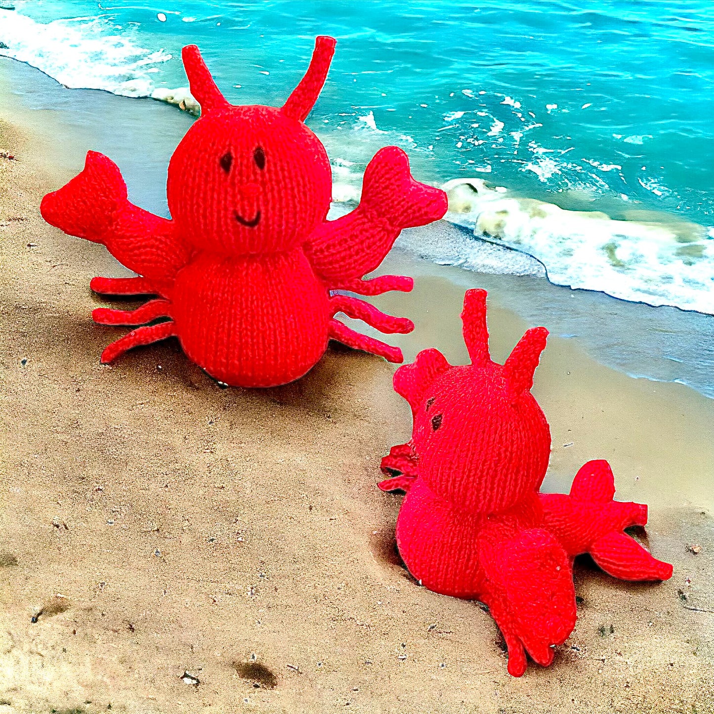 KNITTING PATTERN - Lorenzo the Lobster Choc Orange cover / 15 cms Sea Animal toy