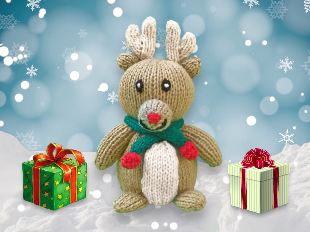 KNITTING PATTERN - Cherry the Cheery Reindeer Choc Orange cover / 15 cms Christmas toy