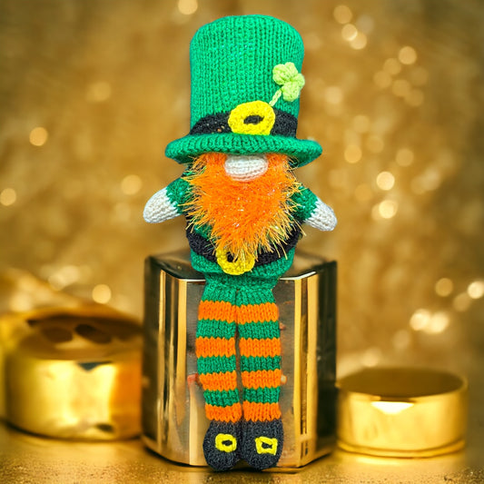 KNITTING PATTERN - Leprechaun Gonk Gnome Boy Choc orange cover / 15 cms St Patrick's Day toy