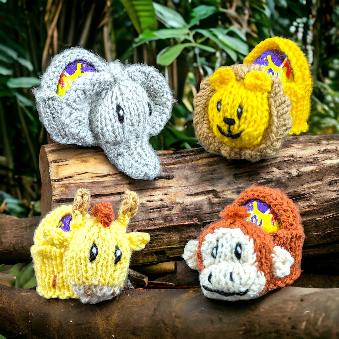 KNITTING PATTERN - Easter Zoo Animals Basket fits Creme Egg