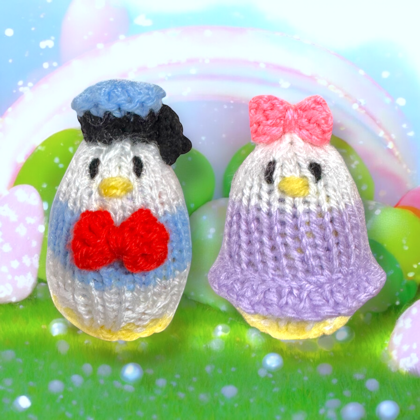 KNITTING PATTERN - Donald and Daisy Duck inspired Chocolate cover Easter Creme Egg