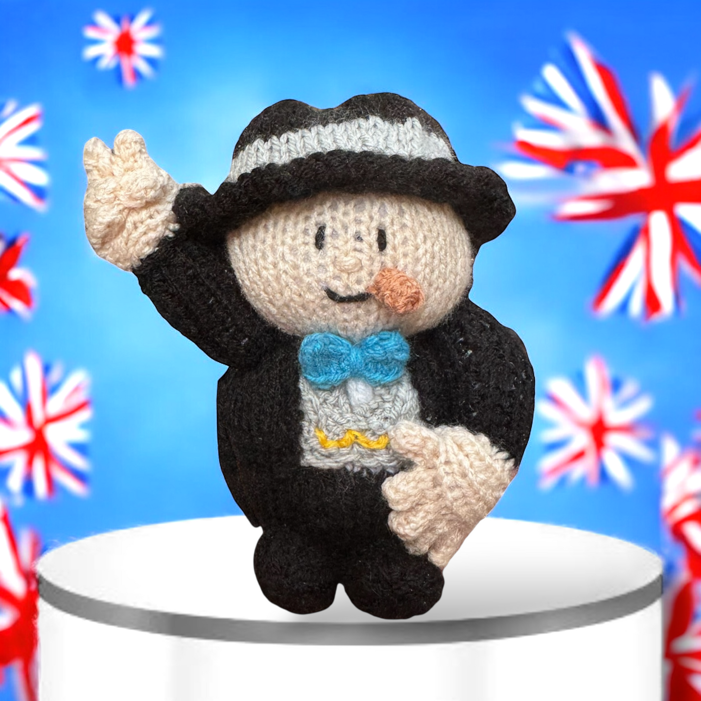 KNITTING PATTERN - World War Two Winston Churchill inspired Choc orange cover / 15 cms toy