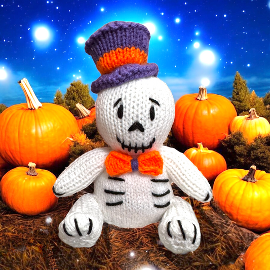 KNITTING PATTERN - Halloween Mr Funnybones the Skeleton chocolate orange cover / 15 cms toy