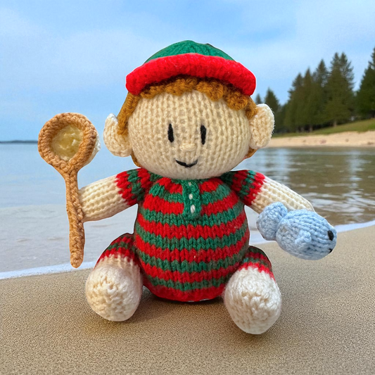 KNITTING PATTERN - Christmas in July Summer Elf Chocolate orange cover / 15cms toy