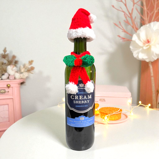 KNITTING PATTERN - Christmas Winter Accessories Wine Bottle Jacket and Hat Cover