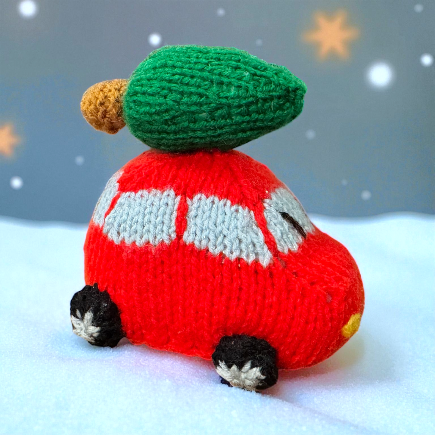 KNITTING PATTERN - Driving Home for Christmas Car Choc orange cover or 12 cms toy