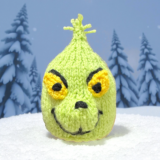 KNITTING PATTERN - Christmas Grinch Head choc orange cover / 13 cms toy