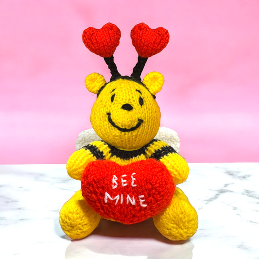 KNITTING PATTERN - Bee Mine Winnie the Pooh inspired chocolate orange cover / 15 cms Valentine's Day toy