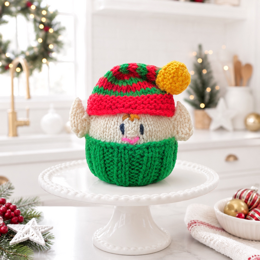 KNITTING PATTERN - Christmas Elf Cupcake chocolate orange cover / 9 cms toy