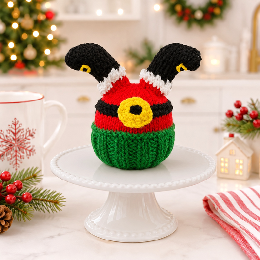 KNITTING PATTERN - Christmas Santa Stuck Cupcake chocolate orange cover / 9 cms toy