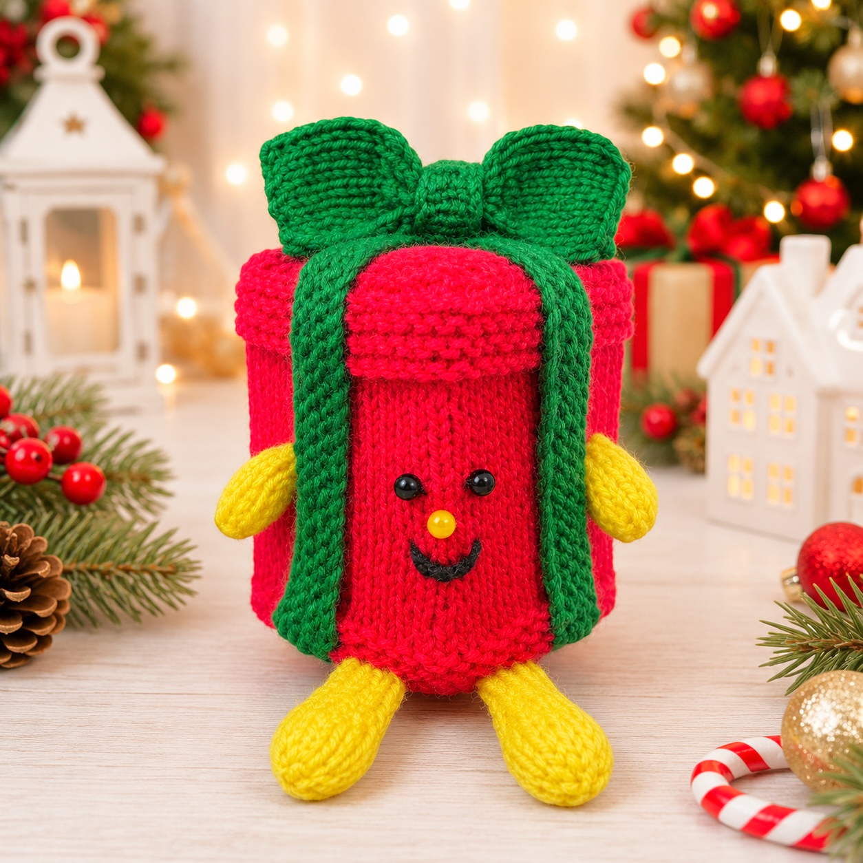 KNITTING PATTERN - Christmas Cuties Present Choc Orange Cover / 15 cms toy