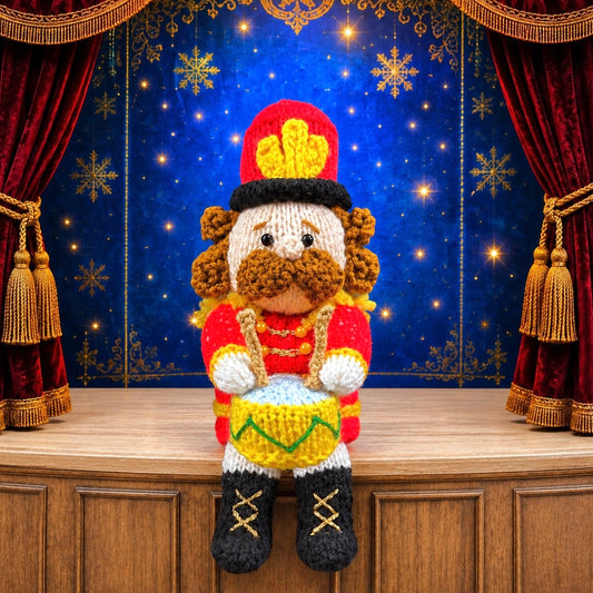 KNITTING PATTERN - Christmas Nutcracker Sergeant Drumsticks chocolate orange cover / 23 cms Toy