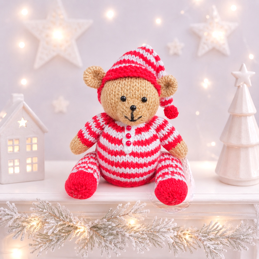 KNITTING PATTERN - Christmas Night Night Teddy Bear chocolate orange cover / 15 cms Bedtime Toy