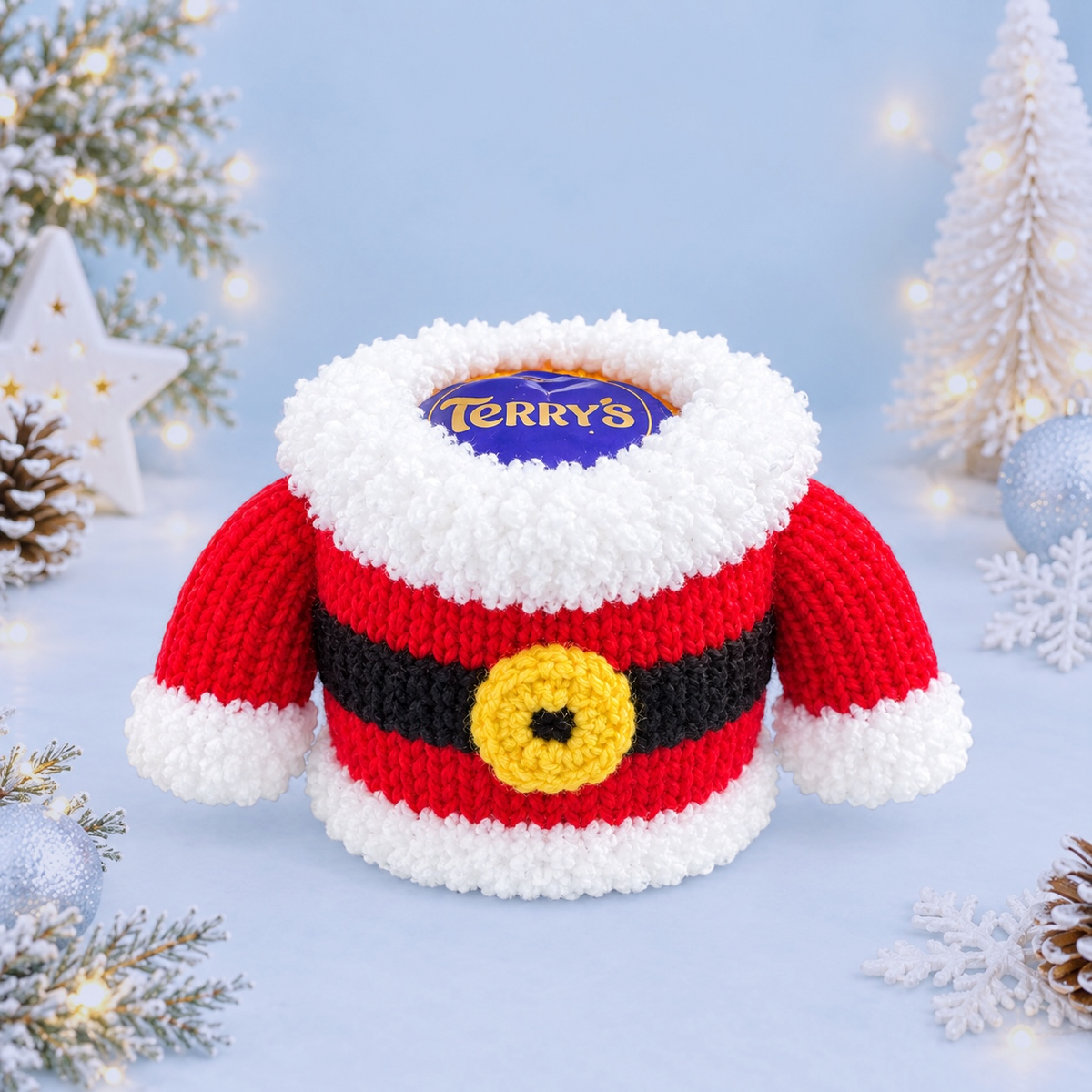 KNITTING PATTERN - Christmas Santa Coat Jumper chocolate orange cover / 9 cms toy