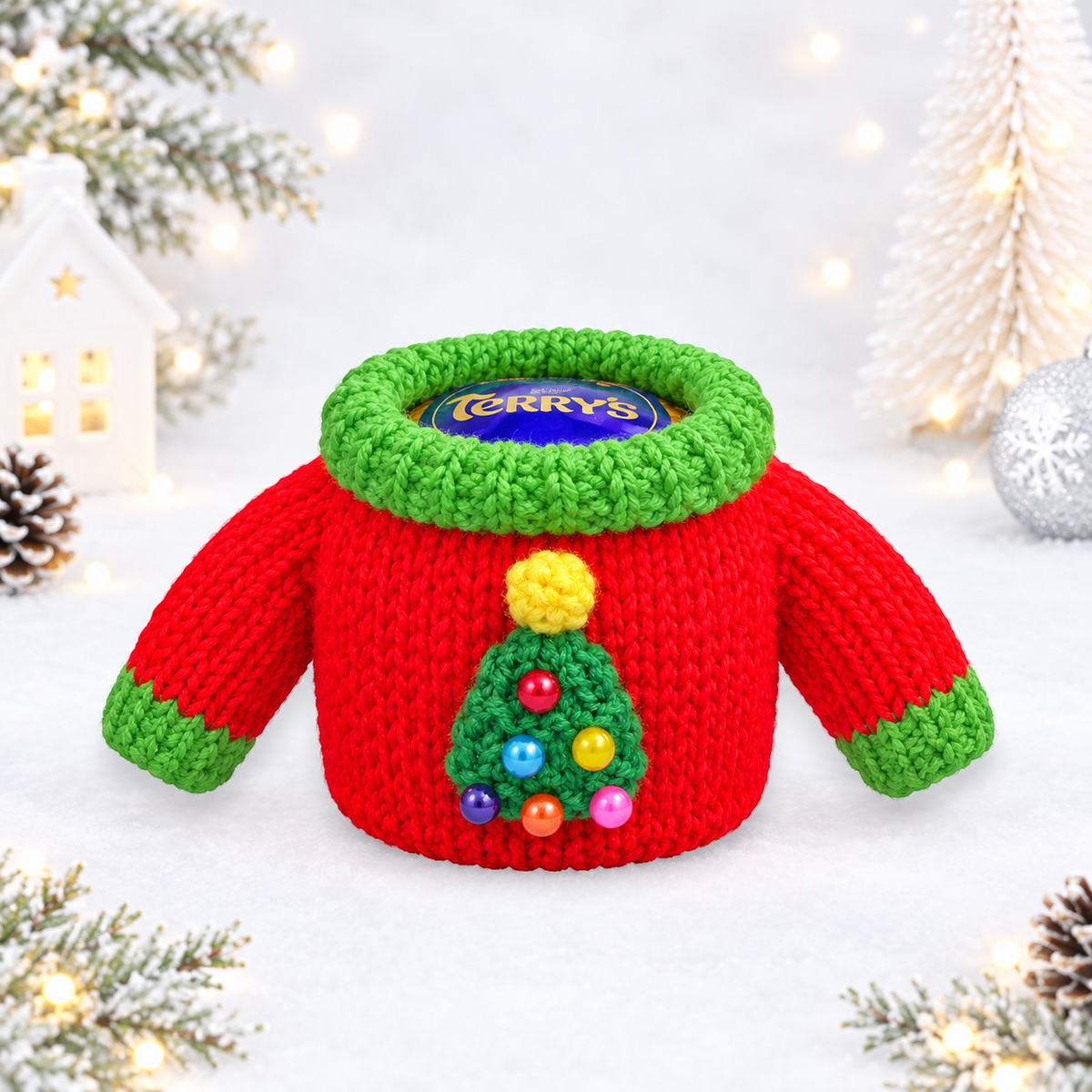 KNITTING PATTERN - Christmas Jumper chocolate orange cover / 9 cms toy